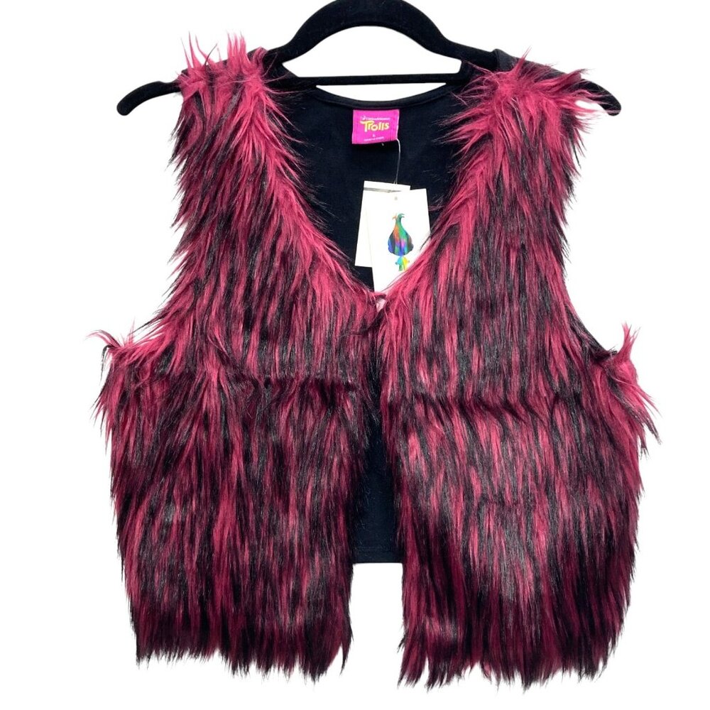 NFS Dreamworks Trolls Faux Fur Vest, Girl's Size Large,‎ Halloween Costume